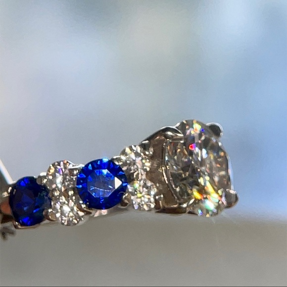 3ct+ Moissanite & Sapphire Ring - Picture 7 of 17